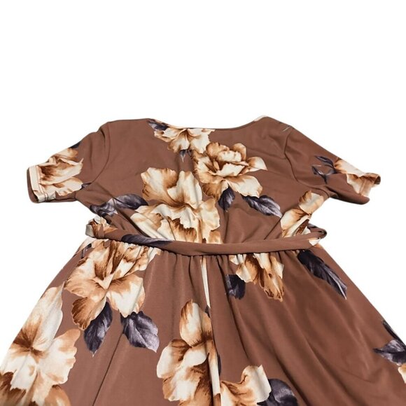 Pink Blush Rust Floral Hi-Low Maternity Wrap Dress Belt Stretch Soft Size Small - Picture 9 of 13